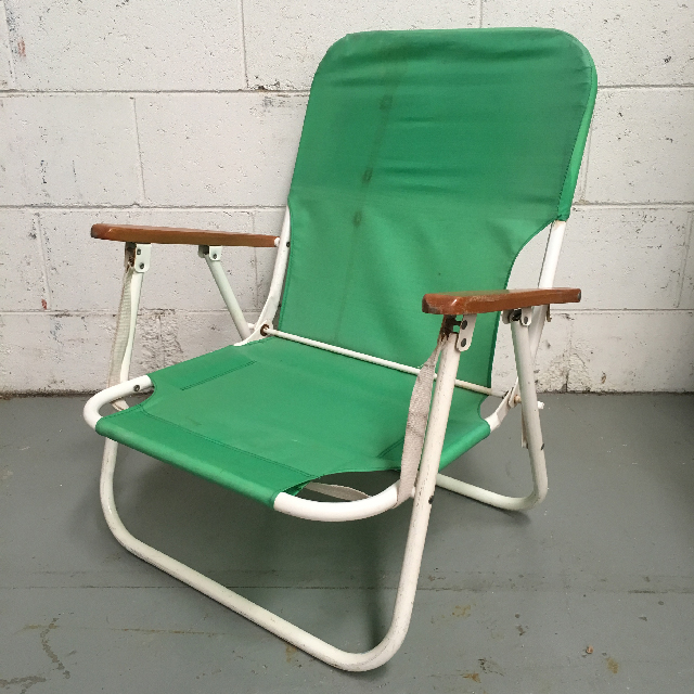 CHAIR, Beach - LOW Green with Timber Arms